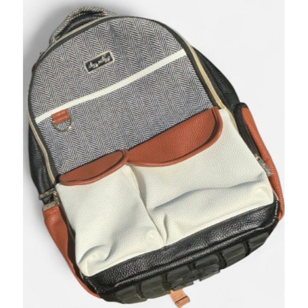 Itzy Ritzy Diaper Bag Backpack Herringbone Faux Leather w/ Changing Pad Pockets